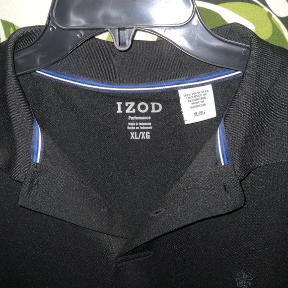 Izod Black Polo Trimmed in White Shirt with Classic Collar - Picture 2 of 2